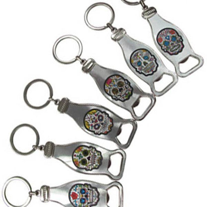 Sugar Skull Engraved  Beer Bottle Opener Assorted Styles  Keychain