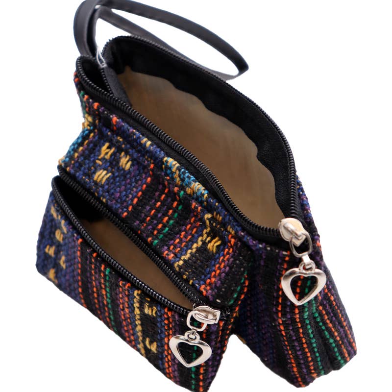 Navajo Baja  Tribal Coin Bag With Double Zipper Closure In Assorted Colors