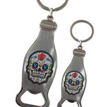 Sugar Skull Engraved  Beer Bottle Opener Assorted Styles  Keychain