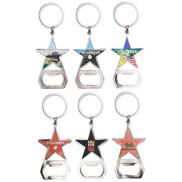 Hollywood Metal Bottle Opener Assorted Styles Novelty Keychain