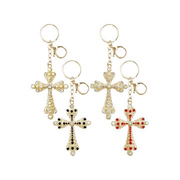 Royal Cross Faux Pearl  Metal  Keychain Assorted Styles  Novelty Keycha