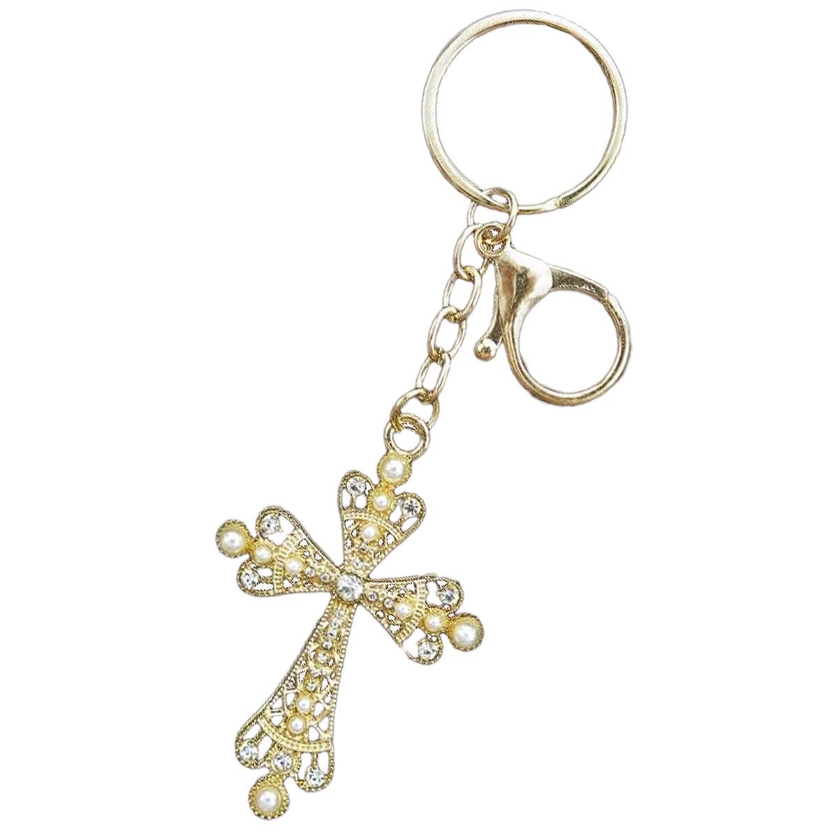 Royal Cross Faux Pearl  Metal  Keychain Assorted Styles  Novelty Keycha