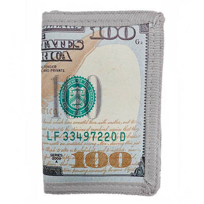 100 Dollar Bill Tri-Fold Money  Bill Zipper Wallet