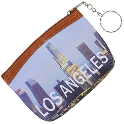 Hollywood Los Angeles  Print Textured PU Leather Coin Bag With Zipper Closure In Assorted Colors