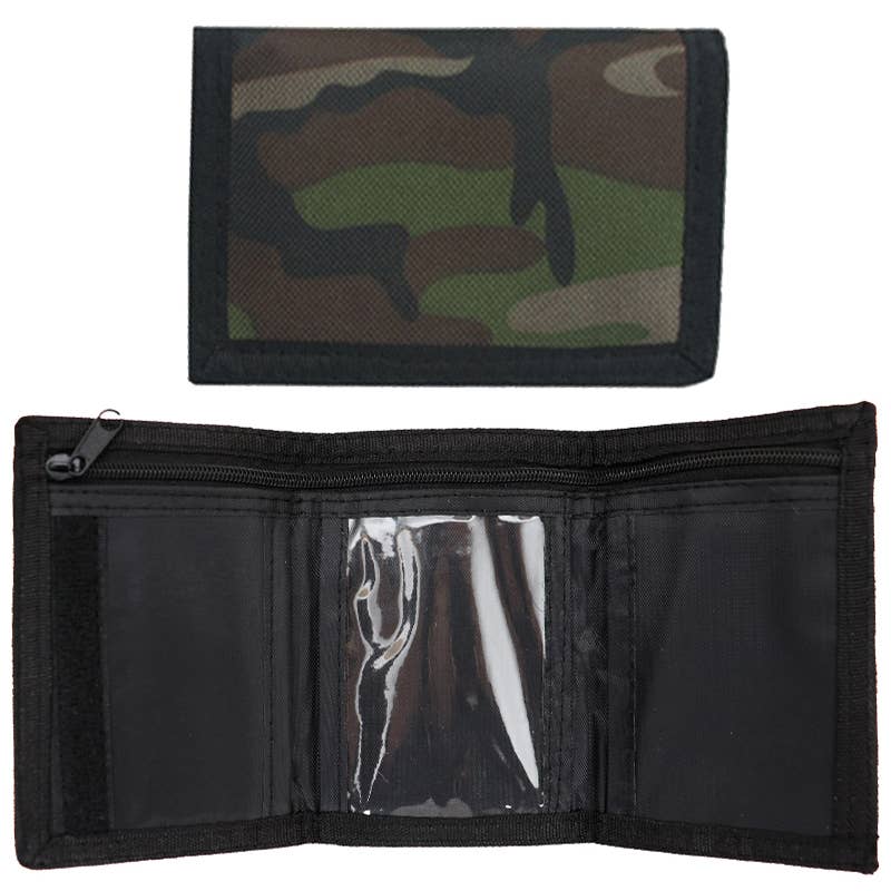 Camouflage Print  Tri-Fold Money  Bill Zipper Wallet