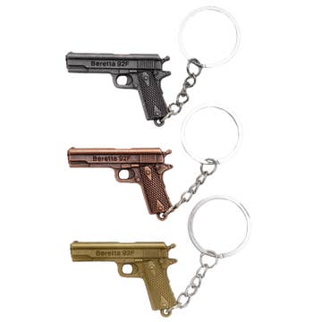 Pistol Beretta  92F Gun Metal  Keychain Assorted Styles  Novelty Keychain