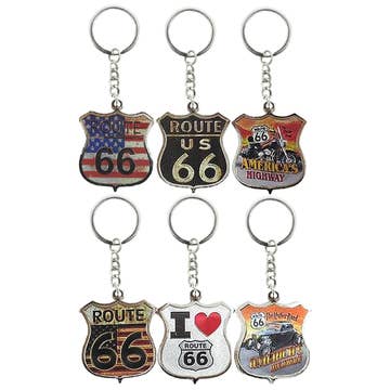 Route 66 Engraved Bottle Opener Assorted Styles  Keychain