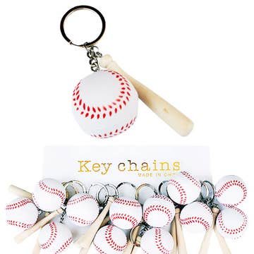 Baseball Wooden Bat Novelty Keychain